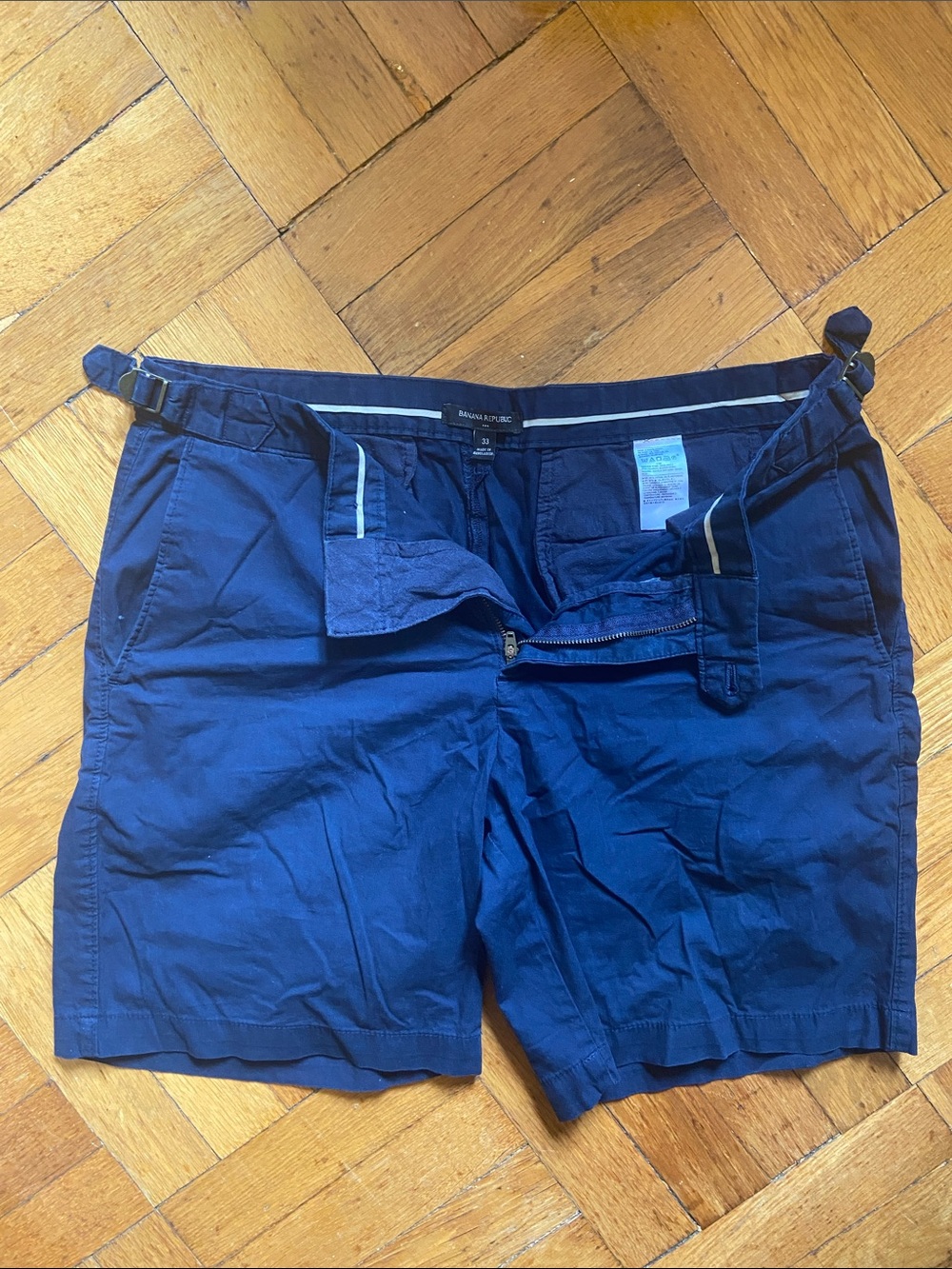 Banana Republic Men’s Navy Blue Flat-Front Cotton Shorts